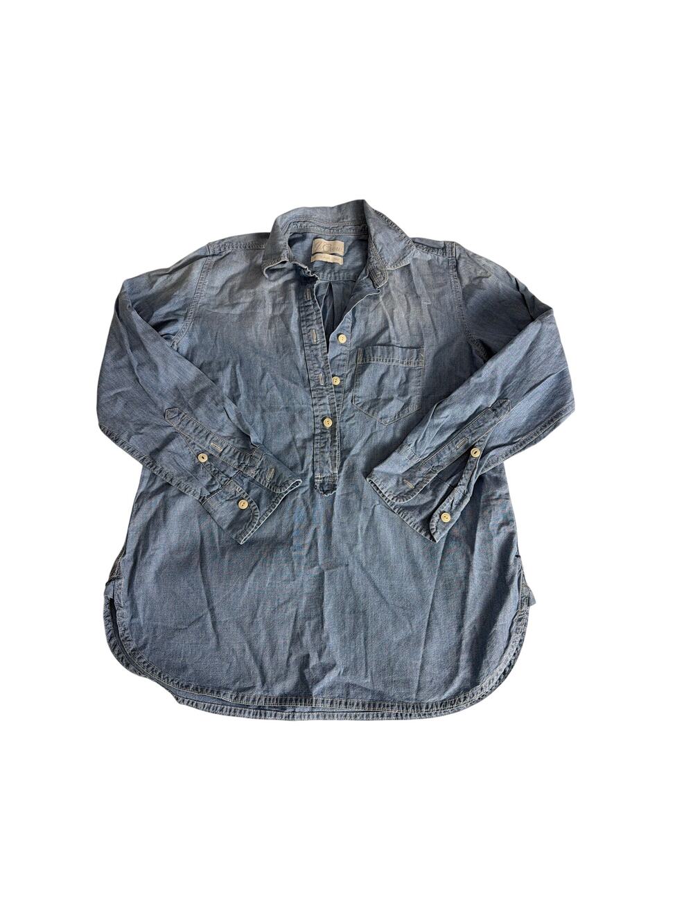 j.crew blue chambray popover shirt xs classic woman